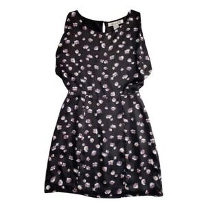 Annabella Black Floral Print Sleeveless Open Back Fit Flare Dress Women's Small